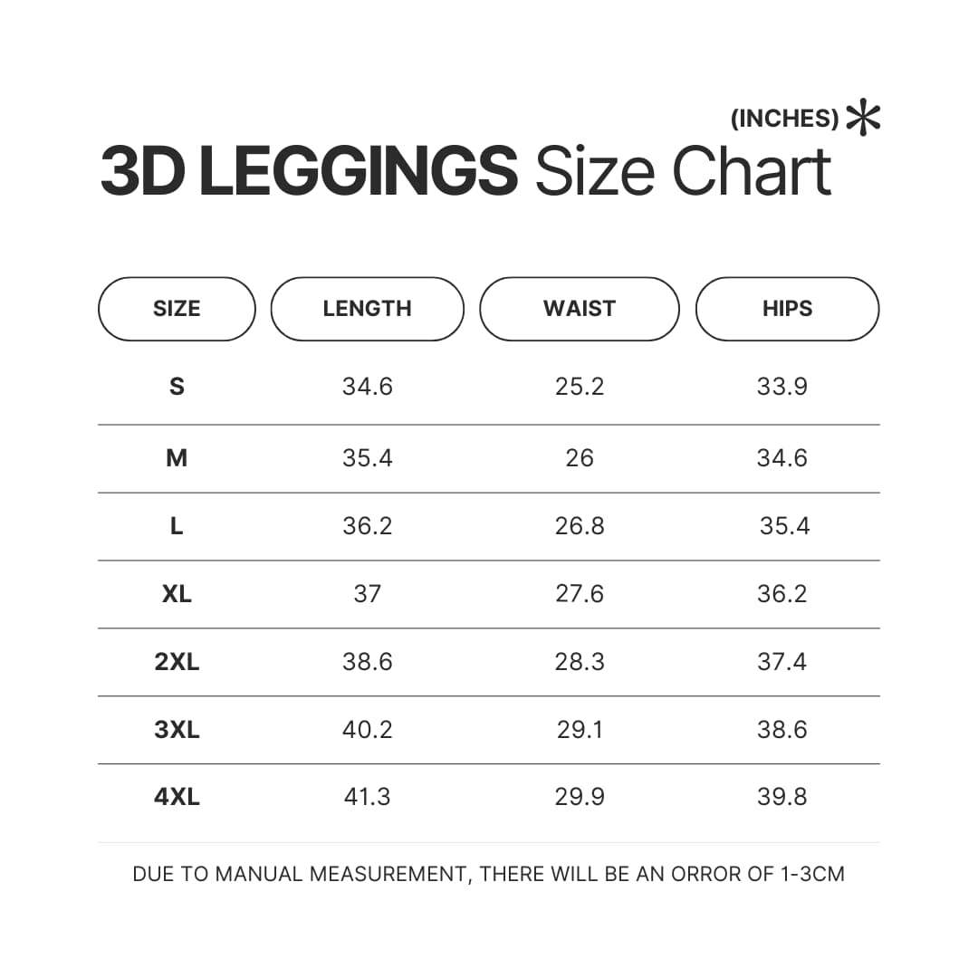 Leggings Size Chart - Dragon Ball Z Gifts
