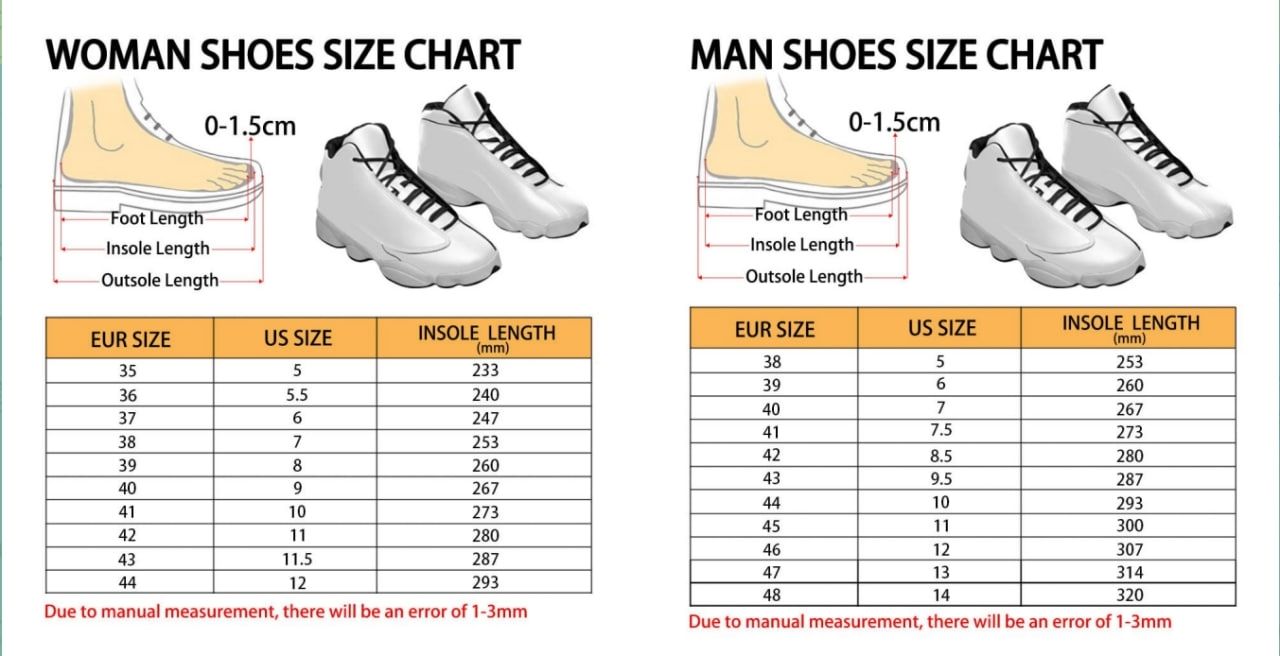 Air Jordan 13 Shoes Size Chart 1 - Dragon Ball Z Gifts